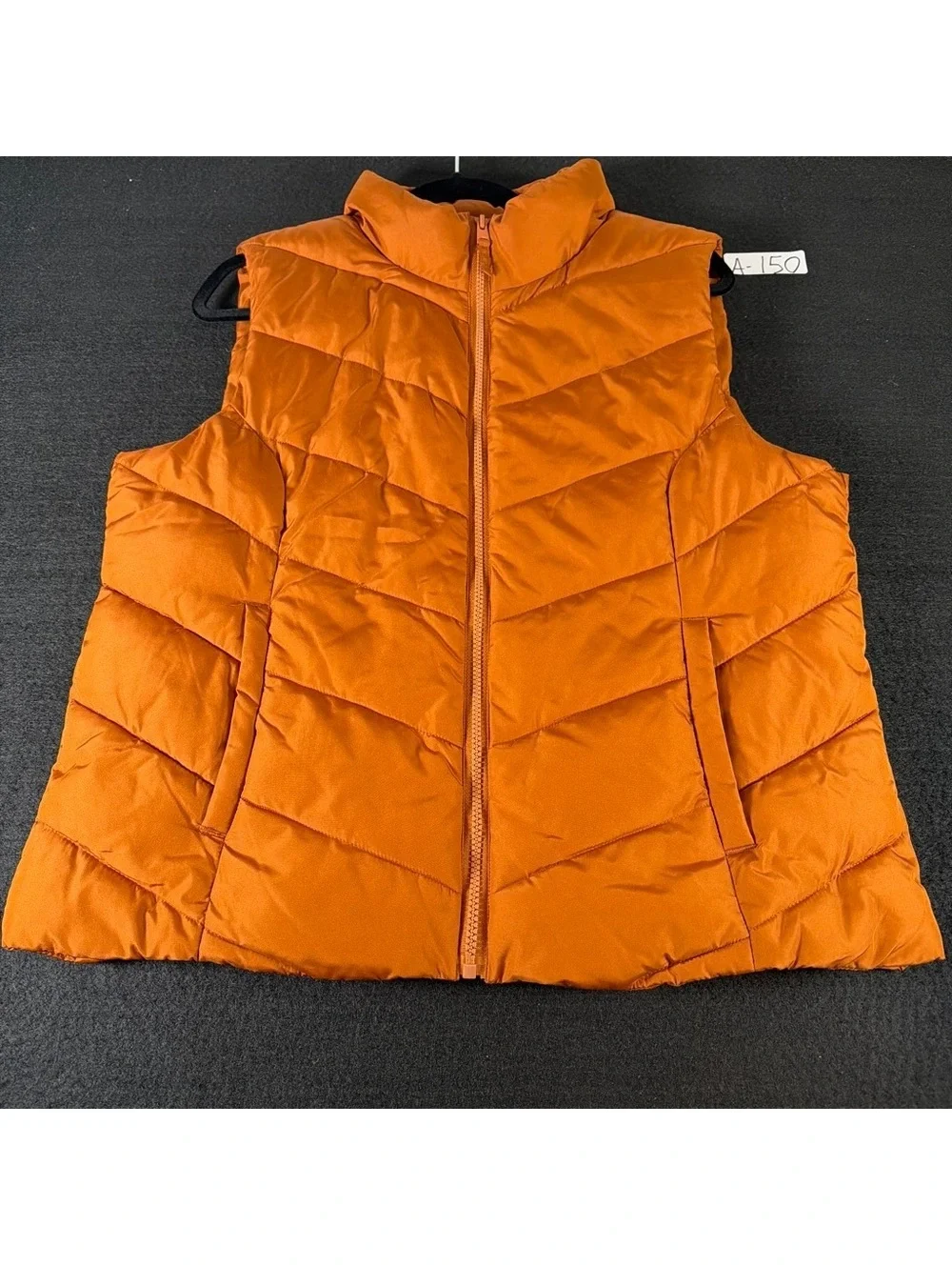 Cole Haan Women L Burnt Orange Puffer Vest Quilted Full Zip Lightweight